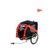 Remorque vélo pour transport de chien rouge et noire