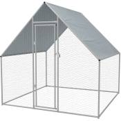 Helloshop26 - Cage extérieure pour poulets 2 x 2 x 1,92 m acier galvanisé