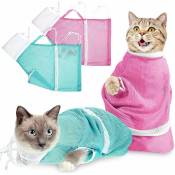 Lot de 2 sacs de bain pour chat (rose et vert), sac