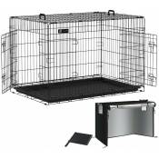 Vounot - Cage pour chien pliable avec 2 portes verrouillable plateau amovible et housse de protection 122x75x81cm