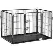 Cage chien démontable - enclos chien intérieur/extérieur - porte verrouillable, plateau - acier ABS gris noir