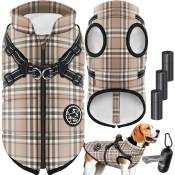 Lovpet - Veste pour chien Manteau pour chien avec harnais 45 sacs à crottes + distributeur inclus Veste d'hiver pour chien doublée et imperméable