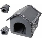 Dogi - ecossais nid pour animaux de compagnie maison pour chien chat animaux 3 couleurs gris/bleu/noir 42x35x40cm mix - gris
