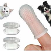Ersandy - Brosse à dents pour chien Lot de 2 Brosse à dents et étui de rangement Silicone non toxique Nettoyage des dents Souffle Soins dentaires