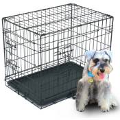 Cage pour chien, 24 pouces, fer, pliable, avec séparateurs, palette en plastique, noir