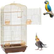 Cage à Oiseaux Rectangulaire, Volière,Cage à Perroquet en Métal avec Mangeoire et Plateau - 46x36x93cm - Aqrau