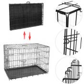 Haloyo - Cage pour Chiens, 2 Portes, Noir, 1067671cm Cage de Transport Chien, Lapin, Chiot et Animaux Domestique 42 pouces, en Metal