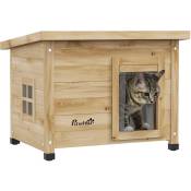 Maison pour chat niche extérieure en bois pré-huilé - Jaune
