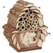 Relaxdays - Hôtel à insectes, Nid d'abeilles, Chrysopes, bourdons, jardin & balcon, maison d'abeille 20,5x17,5x11 cm