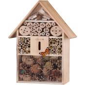 Hôtel à insectes xxl en bois naturel 48x31x10 cm Maisonnette abri refuge abeille papillon cabane Hivernage Pollinisation Biodiversité