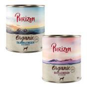 Purizon Organic Bio 6 x 800 g pour chien - lot mixte : 3 x canard & poulet, 3 x saumon & poulet