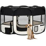 Parc pour chiens pliable Chenil Enclos Cage pour chiens avec sac de transport Noir 145x145x61cm 34471