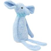 Peluche éléphant Oby bleu 37 cm, jouet pour chien