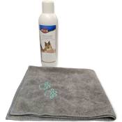 Shampoing 1 Litre pour chien a poils longs et serviette en microfibre - animallparadise