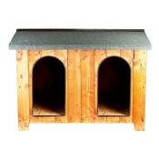 Chenil double en bois extérieur de haute qualité pour chiens modèle chalet avec plancher surélevé et déperlant