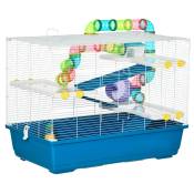 PawHut Cage pour hamster souris rongeur 4 étages avec tunnels abreuvoir mangeoire roue maison échelles dim. 79L x 46l x 60H cm