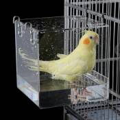 Baignoire d'Oiseau, Transparent Cube Oiseau Baignoire Boîte de Bain Douche Cage pour Petit Oiseau Perroquet Myna Moineaux