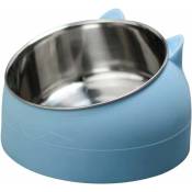 Gamelle en acier inoxydable pour chat - Gamelle à eau pour chat - Multifonction - Pour nourriture et eau - Bleu, 200ML