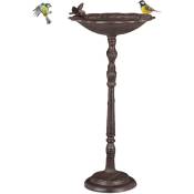 Relaxdays - Bain d'oiseaux décoratif, fonte de fer, design antique, hauteur : 74,5 cm, pour le jardin, marron