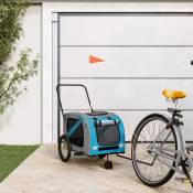 Vidaxl - Remorque de vélo pour animaux de compagnie bleu et gris
