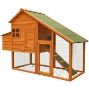 Helloshop26 - Poulailler avec espaces extérieurs et nichoir en bois de sapin 171 cm brun - Marron