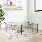 Cage animaux de compagnie à 12 panneaux et porte Parc enclos pour animaux Noir 35x35 cm 49395