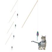 Jouet avec souris, lot de 5, jeux interactif, 106 cm de long, occuper chat & chaton, multicolore - Relaxdays