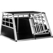 PETSTUFF Cage de transport pour chien, 2 portes avec paroi de séparation, 89 x 69 x 50 cm, en aluminium, paroi arrière 90°, box caisse de transport