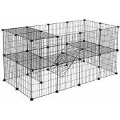 Clôture pour animaux de compagnie - 2 niveaux - Parcours modulaire pour petits animaux (cochon d'Inde, lapin, rat, rongeur) - 143 x 73 x 71 cm