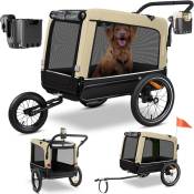 Kesser - remorque pour chien Boxer 3-in-1 buggy pour chien & jogger remorque pour vélo grand volume env. 240 litres à ressorts Matériau : 600D Oxford