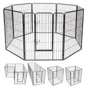 parc enclos pour chiens à 8 panneaux giantex ajustable noir 400x240x100cm en fer avec porte verrouillable