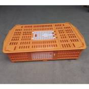 Cage Transport Petites Volailles 67x45x15cm 2 Portes Orange Et Blanche - Orange