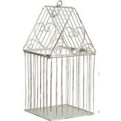 Décoration cage à oiseau blanc antique 12.5X12.5XH25CM