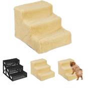 Relaxdays Escalier à 3 marches, pour petits/gros chiens, atteindre canapé/lit, revêtement en tissu, 30x35x45 cm, beige