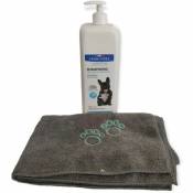 Shampoing 1Litre Anti-Démangeaisons avec une serviette, pour chiens. - animallparadise