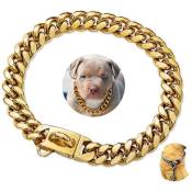 Collier de chien robuste à maillons cubains en acier inoxydable doré, petit, moyen et grand, collier de chien bouledogue français American Bully avec