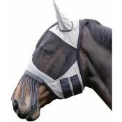 Pony, Argent et gris 7195: Fringes modèle cheval masque à franges avec passage pour le forelock