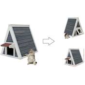 Maisonnette pour chat en bois avec 2 Accès - Hauteur 54 cm