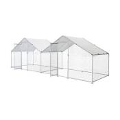 sweeek Enclos pour poulailler 2x6m² - Babette - Volière en acier galvanisé bâche de toit imperméable et anti UV porte avec loquet enclos pour animaux