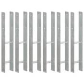 vidaXL Piquets de clôture 6 pcs Argenté 9x6x60 cm Acier galvanisé