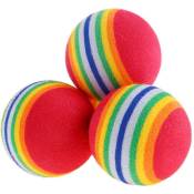 3 Pièces，（35mm） iridescent Couleurs Chat Rainbow Jouet Balles Doux Mousse Chat Jouet Interactif, Chiot Chaton Jouet Balles Activité Chasse Calme Jeu