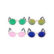 Csparkv - Lot de 4 lunettes de soleil rondes pour chat - Protection uv classique rétro pour petit chien - Pour fête, cosplay, costume - Accessoires