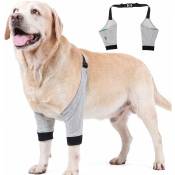 Gris, grand) Protecteur de coude pour chien manchon de jambe avant réglable animal de compagnie opération blessure récupération att de protection 1