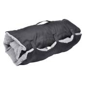 matelas de voyage 80*50cm en polyester + sherpa design bicolore noir/gris