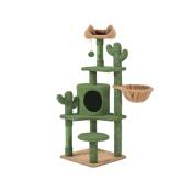 Arbre à Chat Cactus Multiniveau Tour pour Chat en Peluche avec Panier Cachette Perchoirs Design Mignon Poteaux en Sisal Boule Élastique 135 cm