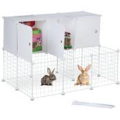 Enclos pour petits animaux, 72 x 110 x 75 cm, enclos avec porte et protection, transparente, blanche - Relaxdays