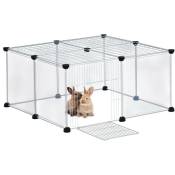 Cage pour petits animaux de compagnie, 37 x 75 x 75 cm, enclos avec une porte et une protection blanche - Relaxdays