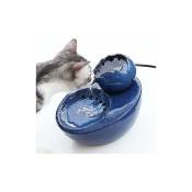 Fontaine d'eau - En céramique - Avec lotus vertical et filtre automatique - Idéale pour chat et animal de compagnie - Bleu Trimec