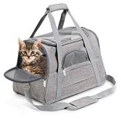 L&h-cfcahl - Sac de chat portable respirant animal de compagnie sac de sortie portable pliable gris 43x25x28cm