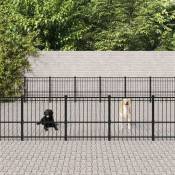 vidaXL Chenil d'extérieur pour chiens Acier 52,69 m²